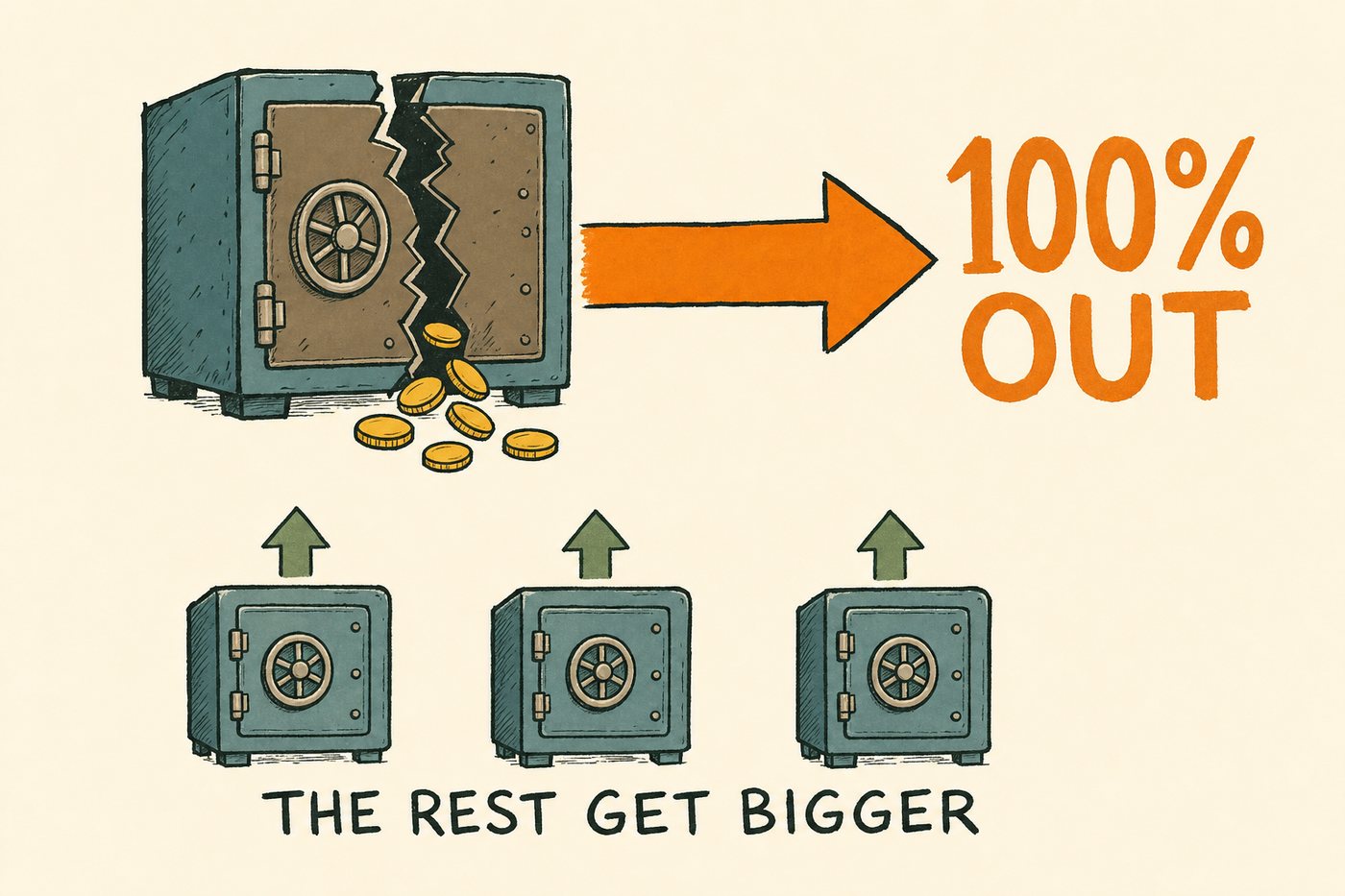 Bank failure, and its effect on the surviving member banks.